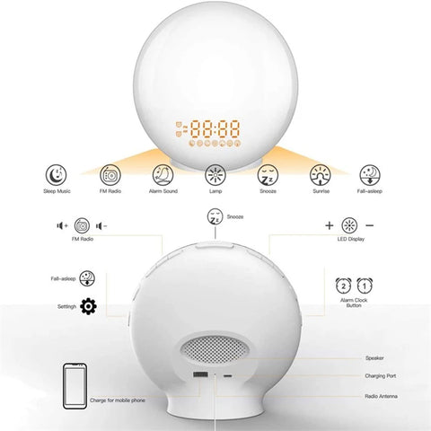 BlooGlow™ Sunrise Simulation Alarm Clock | Wake Up Naturally with Light & Sound