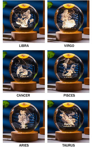 BlooGlow™ Zodiac Crystal Sphere | Mystical Light from the Stars