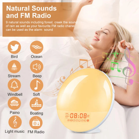 BlooGlow™ Sunrise Simulation Alarm Clock | Wake Up Naturally with Light & Sound