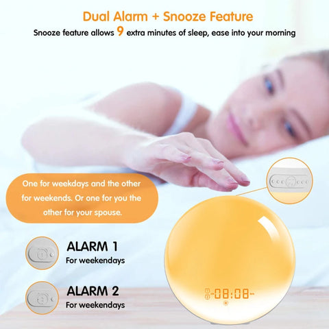 BlooGlow™ Sunrise Simulation Alarm Clock | Wake Up Naturally with Light & Sound