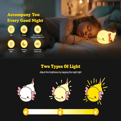 BlooGlow™ Axolotl Nightlight | Cute Companion for Peaceful Nights